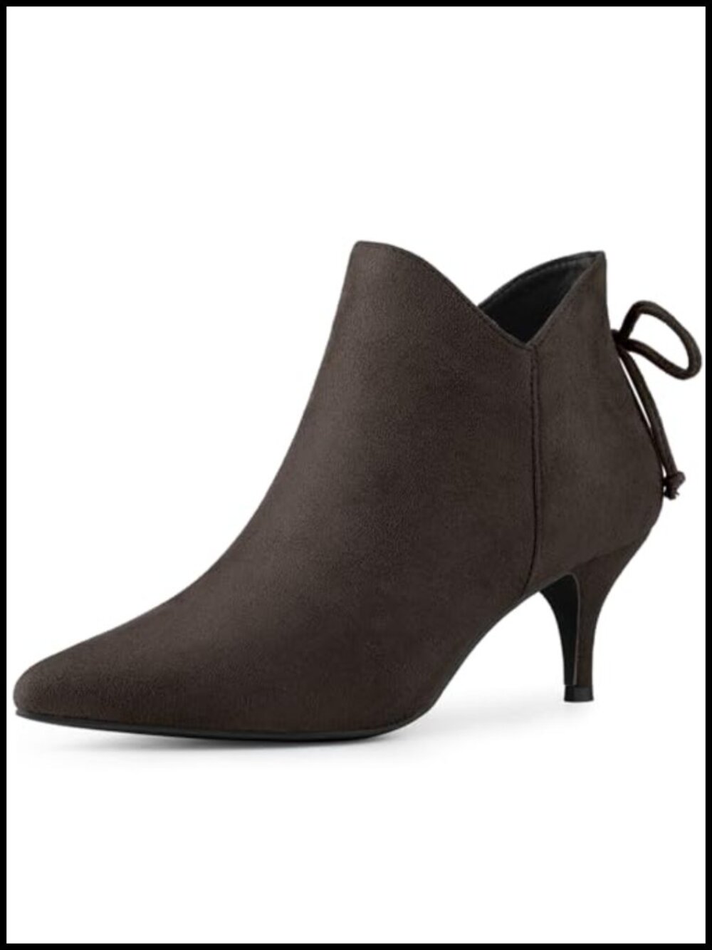 Faux Suede Pointed Toe Kitten Heel Ankle Booties with Side Zipper